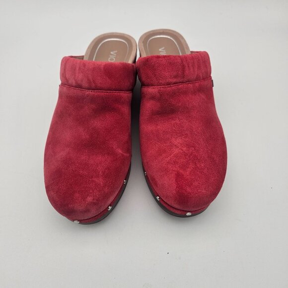 Vionic Kacie Red Suede Clogs Mules Slip On Womens Sz 7 NEW READ - Picture 4 of 11
